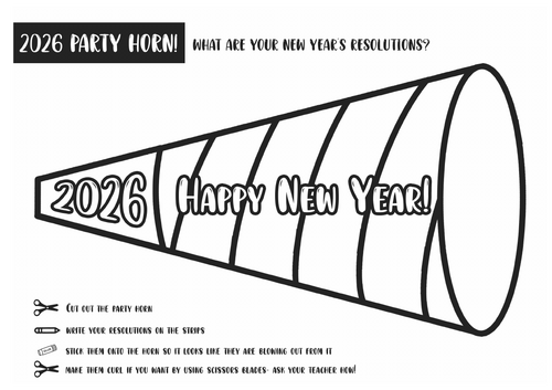2026 New Year's resolution party horn activity!