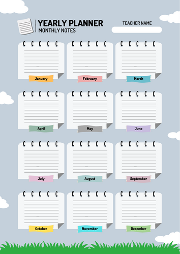 Yearly Planner Monthly Notes