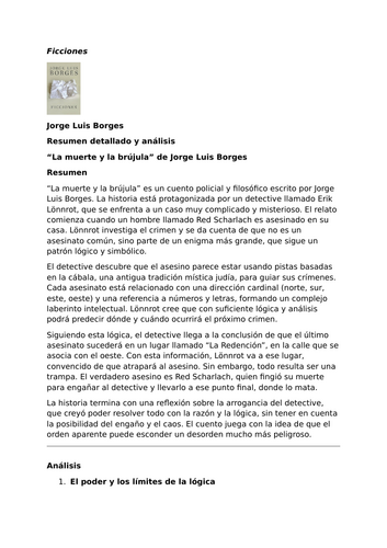Ficciones by Jorge Luis Borges – “La muerte y la brújula” – Detailed Summary and Analysis