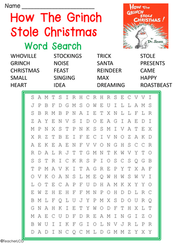How the Grinch Stole Christmas Wordsearch