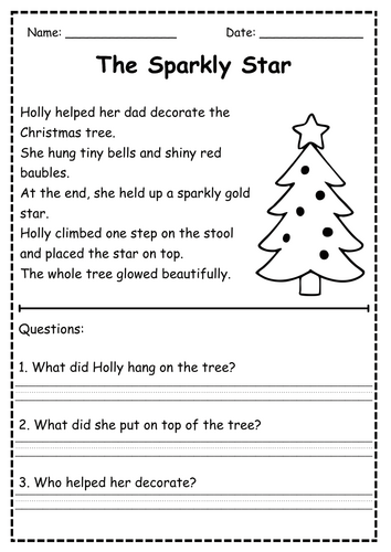 Christmas Reading Comprehension Passages | 15 KS1 Worksheets | Year 1–2 No-Prep Activities
