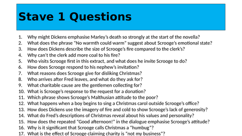 A Christmas Carol Comprehension Questions