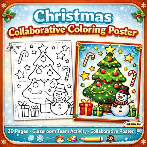 Christmas Collaborative Coloring Poster | Festive Classroom Art Activity | Teamwork Coloring Sheets