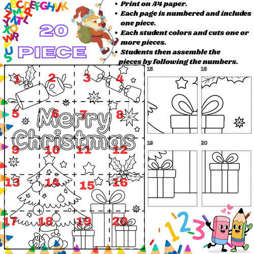 Christmas Collaborative Coloring Poster | Festive Teamwork Classroom Activity