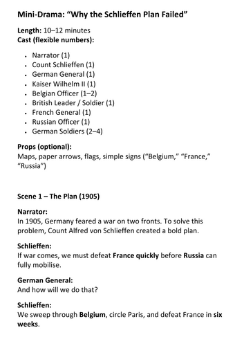 Mini-Drama Why the Schlieffen Plan Failed