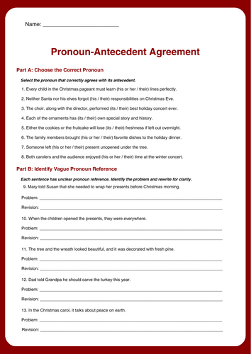 Christmas Grammar Worksheets | Complete Answer Key Included