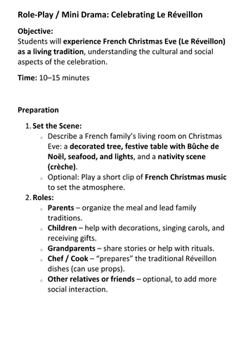 Role-Play Mini Drama Celebrating Le Réveillon