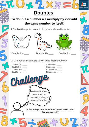 Doubles and Halves worksheet and game KS1