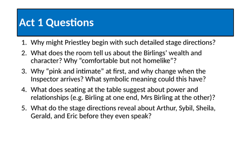 An Inspector Calls Comprehension Questions
