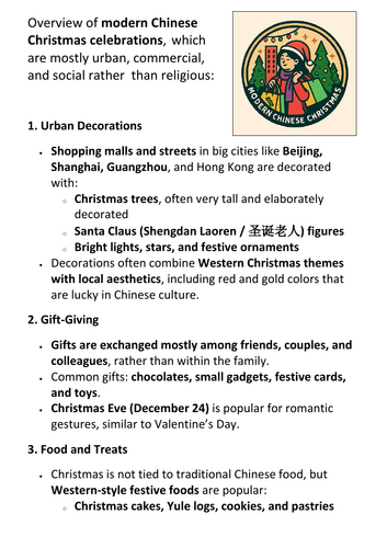 Overview of modern Chinese Christmas celebrations