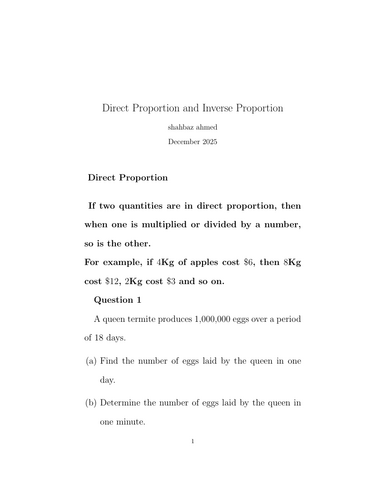 Direct Proportion and Inverse Proportion