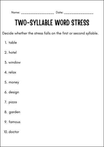 Word Stress Made Clear Engaging Pronunciation Practice Worksheets