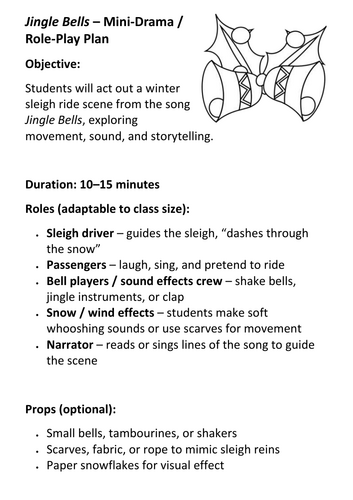Jingle Bells – Mini-Drama  Role-Play Plan - Ages 5-11