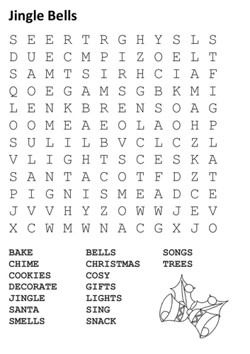 Jingle Bells Word Search