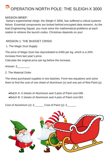 Christmas KS4 Mission Activity Revision Resource