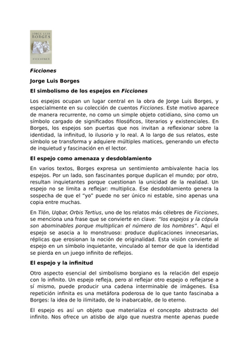 Ficciones by Jorge Luis Borges – Symbolism – Mirrors
