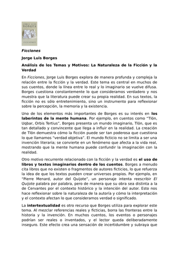 Ficciones by Jorge Luis Borges – Themes and Motifs – The Nature of Fiction and Truth