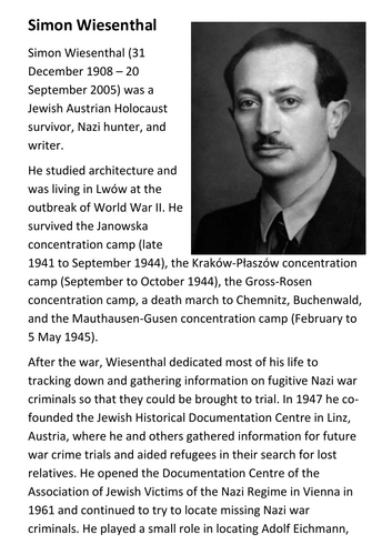 Simon Wiesenthal Handout