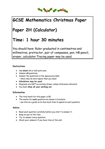 Christmas Theme GCSE Maths Paper 2 & 3 Higher (Bundle)
