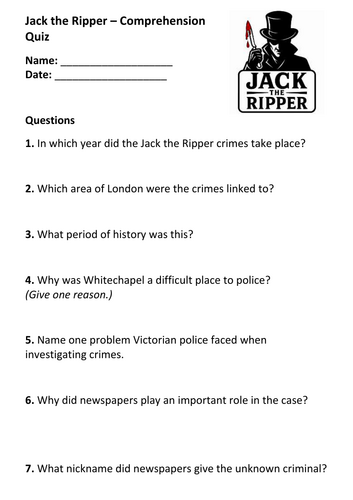 Jack the Ripper – Comprehension Quiz