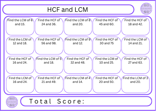 HCF and LCM