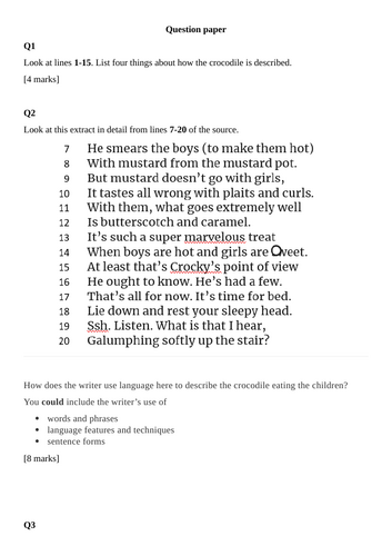 English Language Paper 1 Mock Exam practice