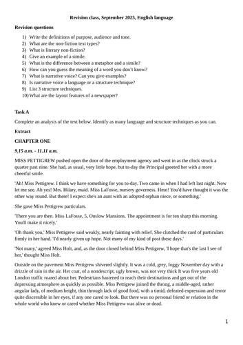 Revision class English Language Paper 1