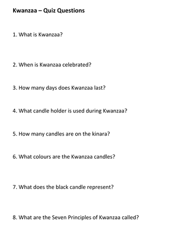 Kwanzaa Quiz
