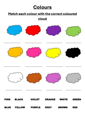 Matching Coloured Clouds Learning Activity