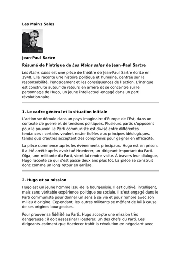 Les Mains sales by Jean-Paul Sartre – Plot Summary