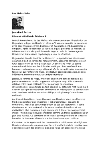 Les Mains sales by Jean-Paul Sartre – Tableau 3: Integration into Hoederer's Household