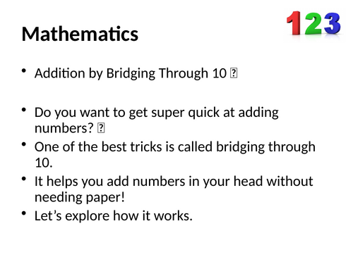 Mathematics – Addition by Bridging Through 10