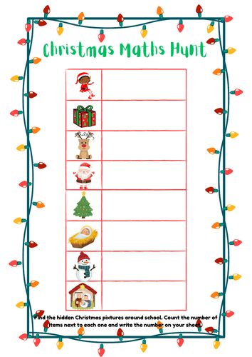 Christmas maths hunt counting to 10