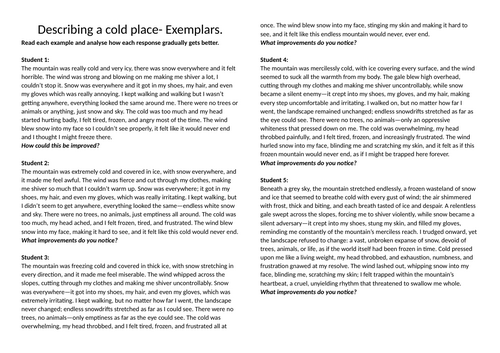 Describing a hot and cold place for Paper 1 Question 5