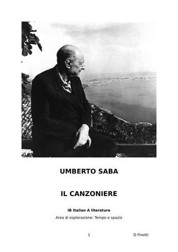 IB Italian A literature: Il Canzoniere di Umberto Saba