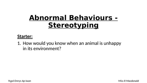 Stereotypical behaviour-animal care BTEC tech award 2022