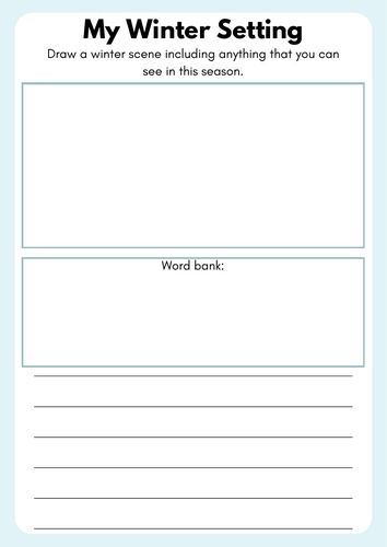 Winter Setting Description Writing Worksheet