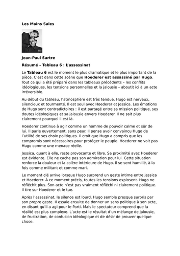 Les Mains sales by Jean-Paul Sartre – Tableau 6: The Assassination