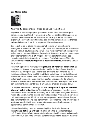 Les Mains sales by Jean-Paul Sartre – Character Analysis – Hugo