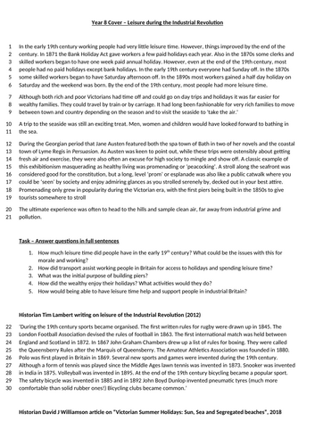 Industrial Leisure – Quick & Easy Cover Lesson (Comprehension-Based)