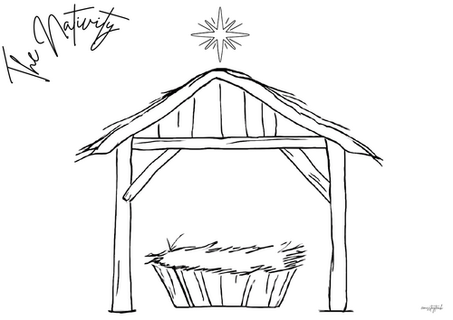 Christmas Nativity Scene Drawing