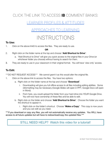 IB Report Card Comments