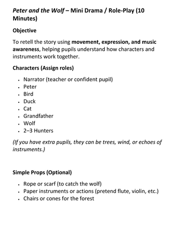 Peter and the Wolf – Mini Drama Role-Play (10 Minutes)