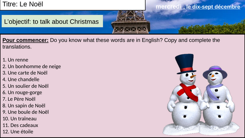 KS4 Chrismas Lesson| Le Noël| Quiz| Full  instructions