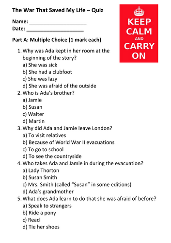 The War That Saved My Life – Quiz