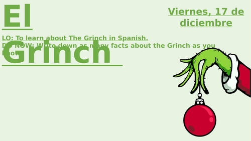 Spanish Grinch Xmas Lesson