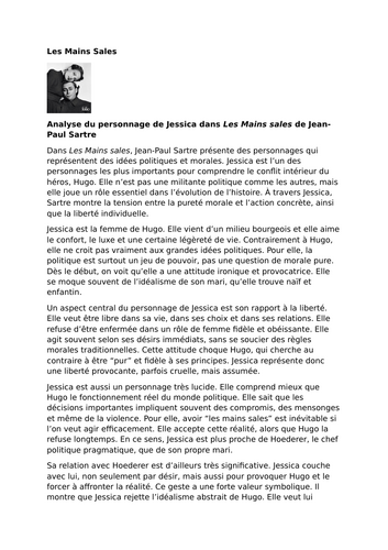Les Mains sales by Jean-Paul Sartre – Characters – Jessica