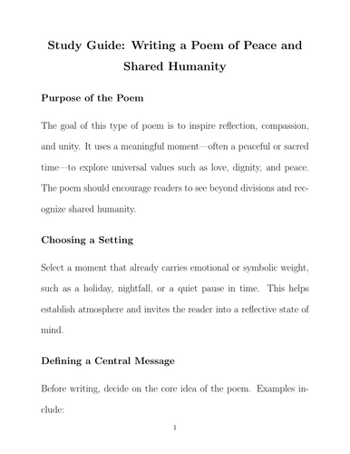 Christmas Night of Light: A Study Guide to Poetry Skills