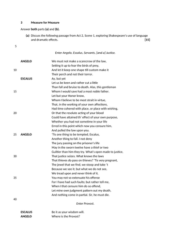 Measure for Measure - OCR A Level Pre-1900 English Literature