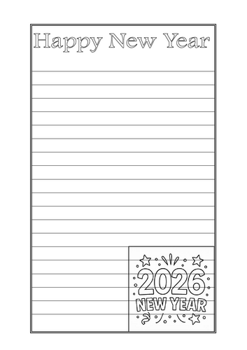 Happy New Year 2026 Writing Paper